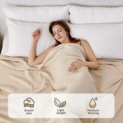 Four-Layer Cotton Muslin Throw Blanket
