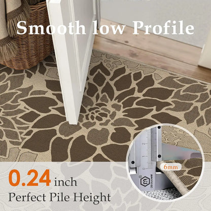 Brown Floral Indoor Outdoor Area Rug, 3' x 5'