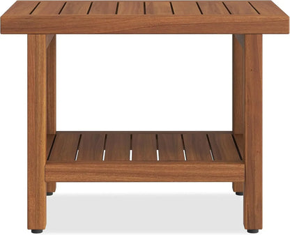 Teak Shower Bench with Shelf and Spa-Inspired Design
