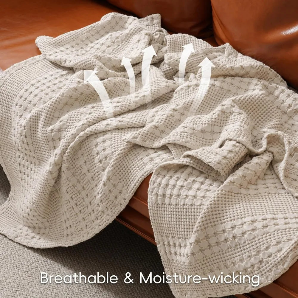 King Size Cotton Waffle Weave Blanket