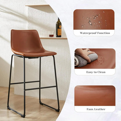 Refined Faux Leather Bar Stools, Set of Two