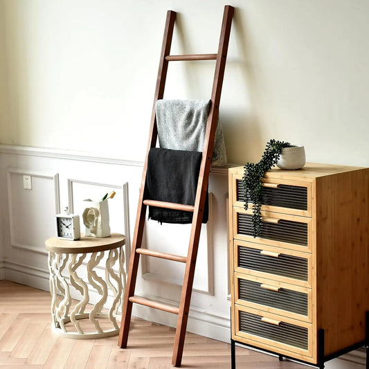 Handcrafted Rustic Solid Wood Blanket Ladder