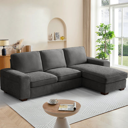 100" Convertible Sectional Sofa with Hidden Storage and Charging Ports