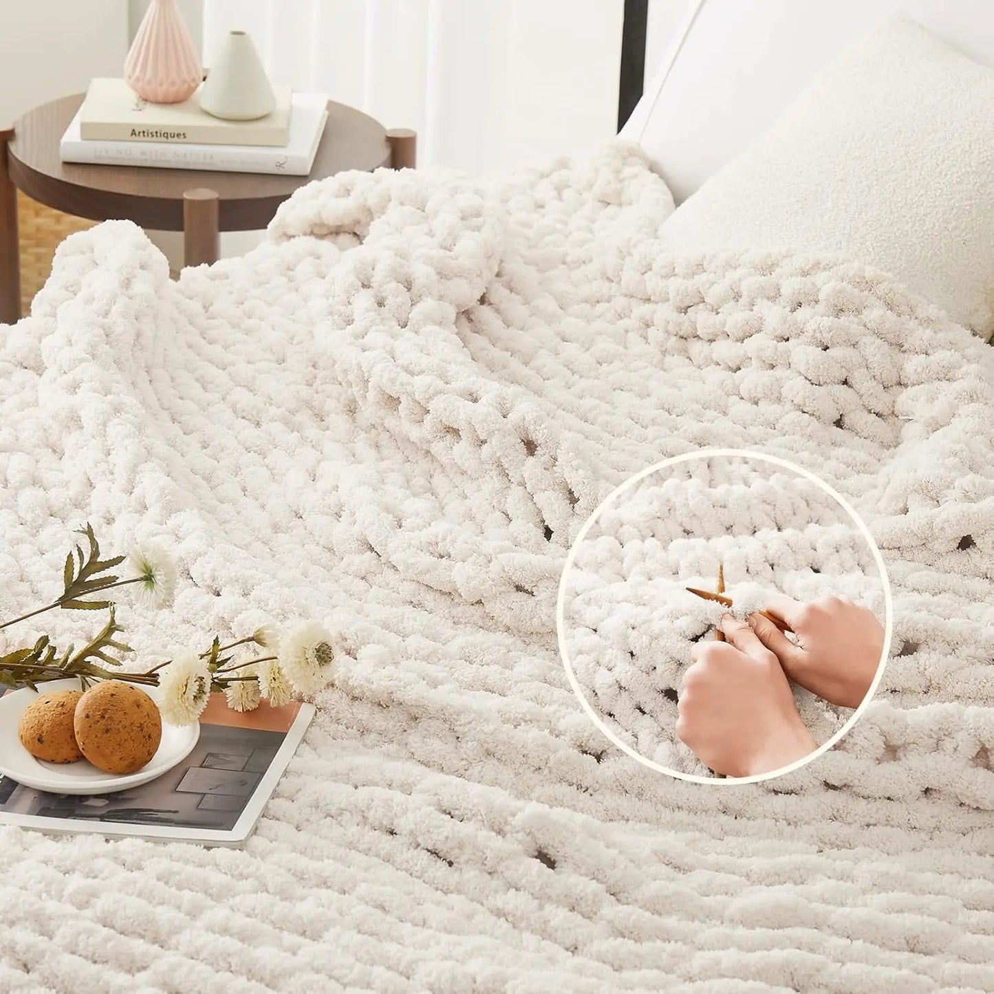 Luxury Hand-Knit Chenille Chunky Throw Blanket