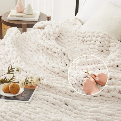 Luxury Hand-Knit Chenille Chunky Throw Blanket
