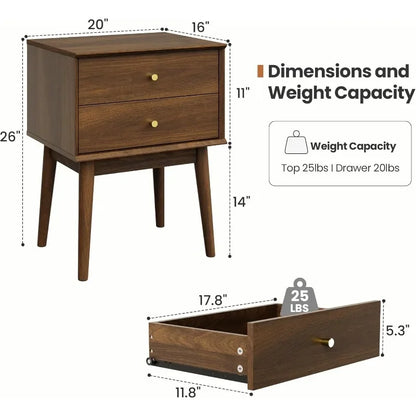 Mid-Century Nightstands Set of 2