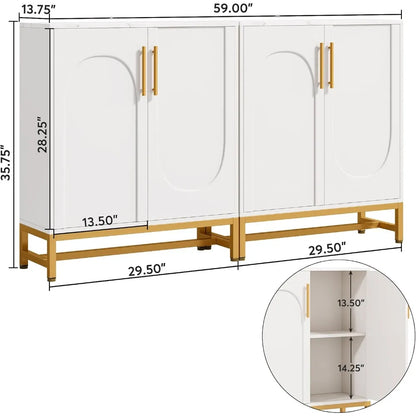 Modern White & Gold Sideboard Cabinet