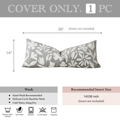 Embroidered Velvet Lumbar Pillow Cover With Soft Texture