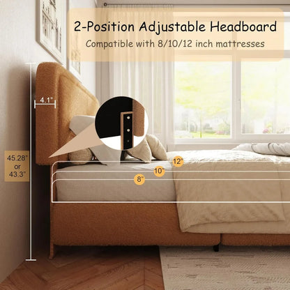 Bouclé Upholstered Queen Platform Bed