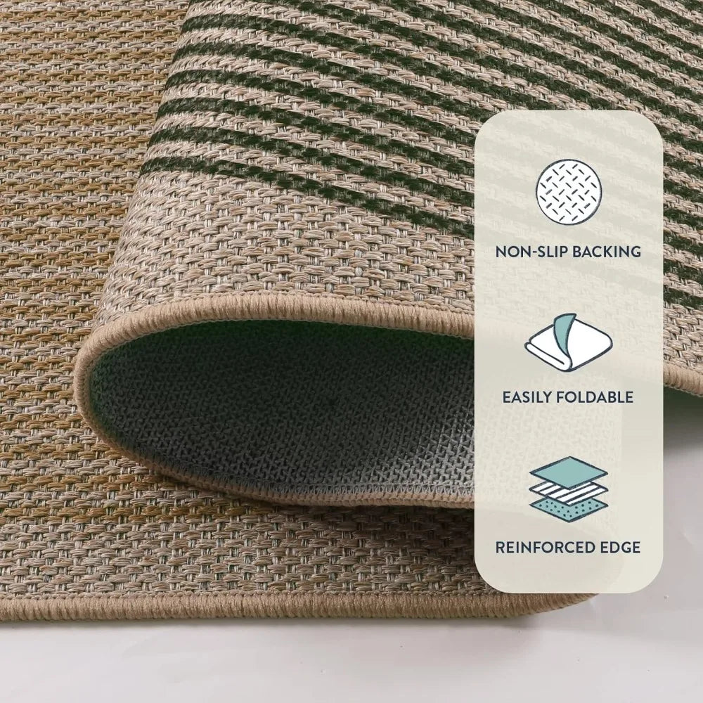 Modern Geometric Runner Rug With Jute-Inspired Texture