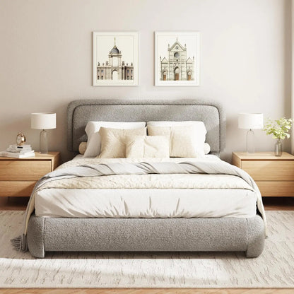 Bouclé Upholstered Queen Platform Bed