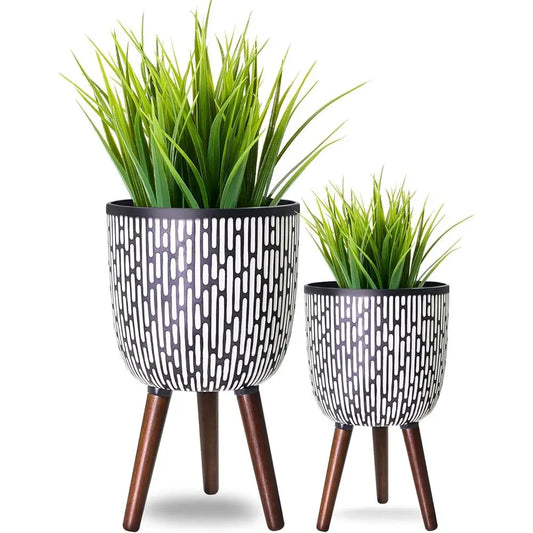 Bohemian Printed Fiberglass Planter with Stand