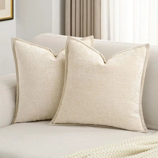 Chenille and Velvet Pillow Covers with Hidden Detail