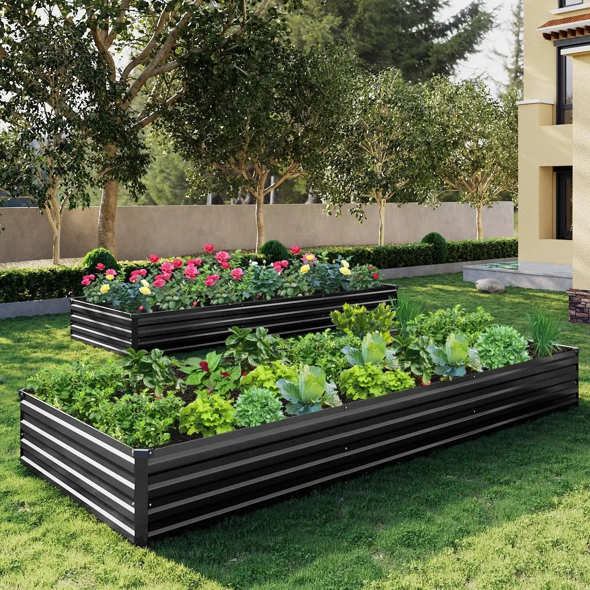 2-Pack Galvanized Steel Raised Garden Bed Kit