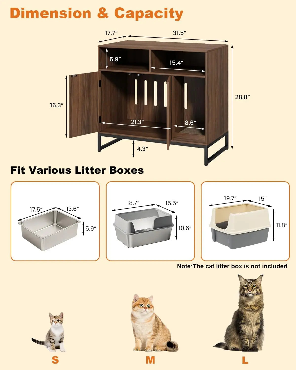 Hidden Cat Litter Box Cabinet with Fluted Doors and Storage