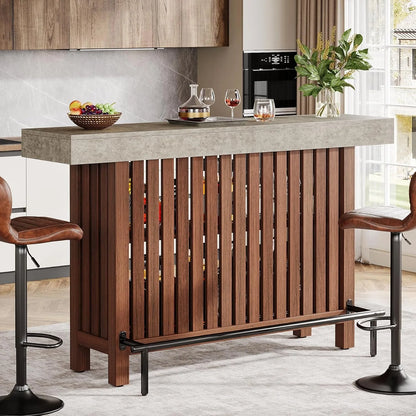 Modern 63” Home Bar Unit With Open Shelf Design