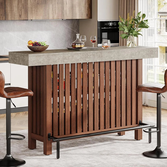 Modern 63” Home Bar Unit With Open Shelf Design