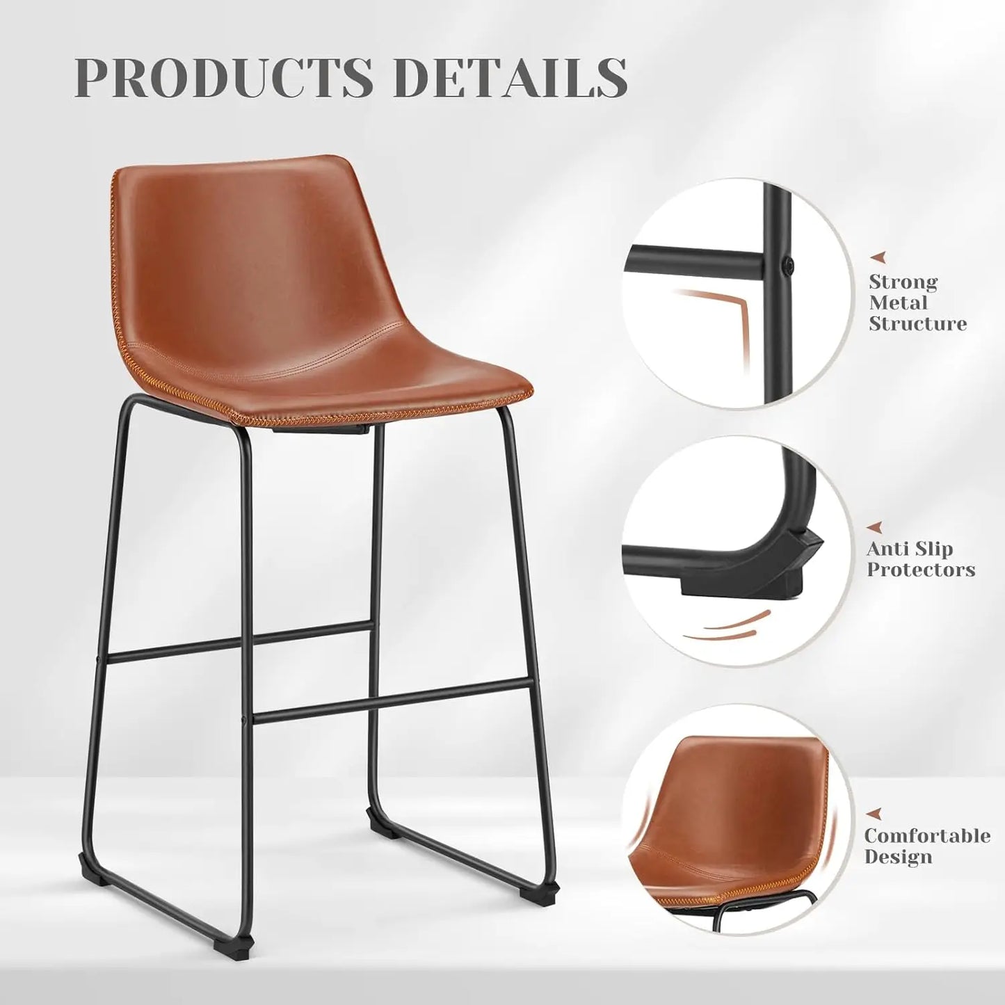 Refined Faux Leather Bar Stools, Set of Two