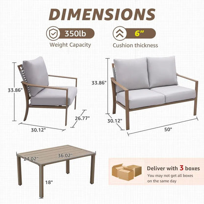 Modern Rope Patio Conversation Set - 4 Pieces
