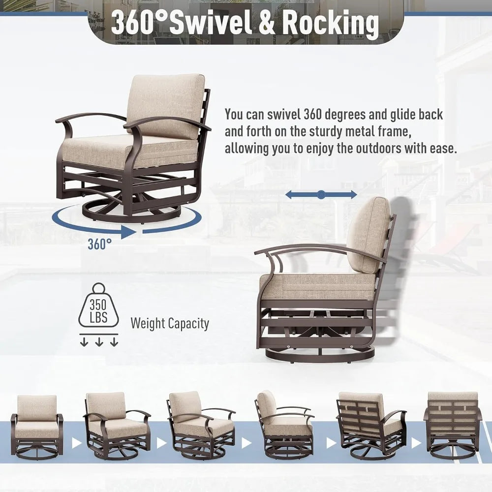3 Piece Swivel Gliders Patio Furniture Set
