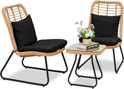3 Piece Outdoor Wicker Bistro Set