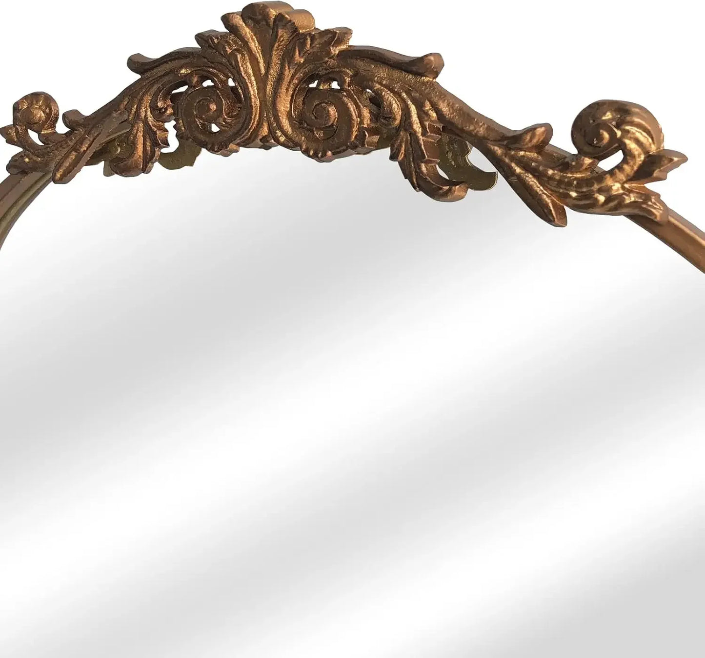 Arched Gold Wall Mirror with Ornate Baroque Frame