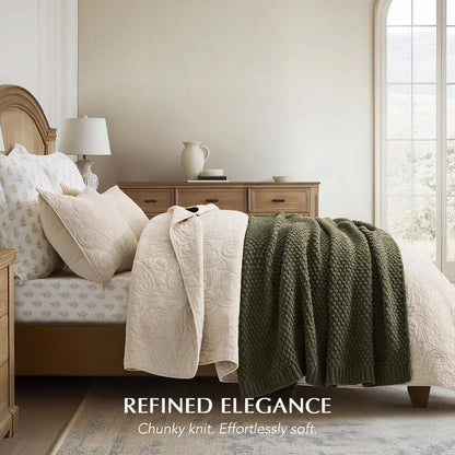 Moss Stitch Chenille Knit Throw Blanket