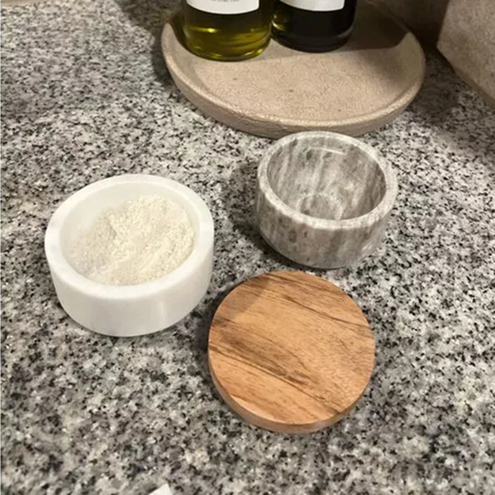 Marble Salt Cellar Set With Stackable Design