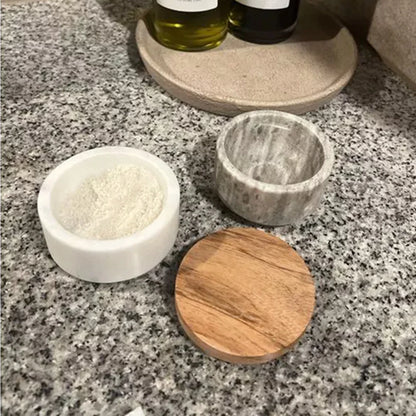 Marble Salt Cellar Set With Stackable Design