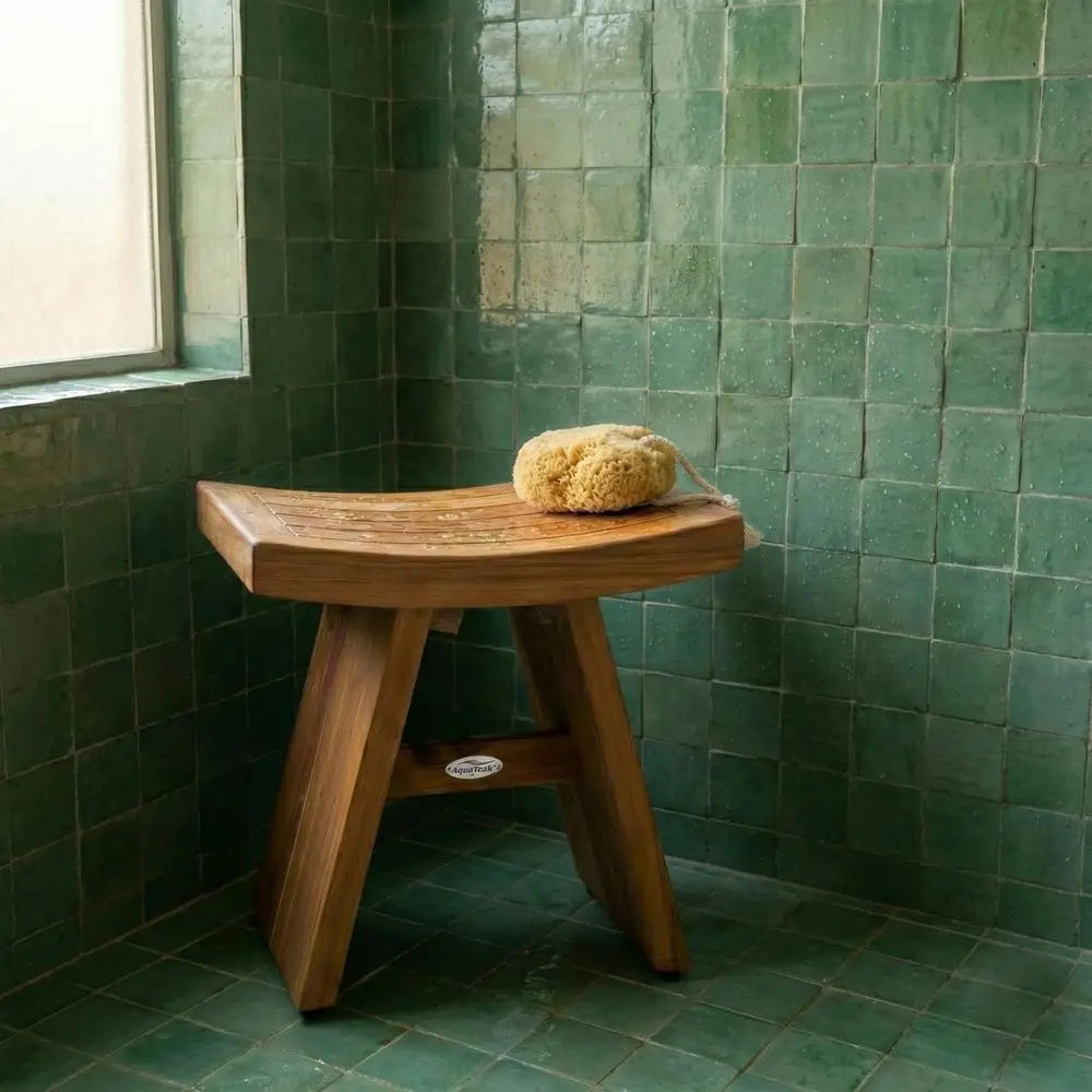 Compact Teak Shower Bench with Water-Resistant Design