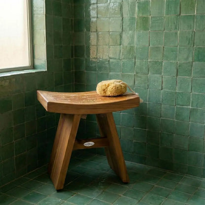 Compact Teak Shower Bench with Water-Resistant Design