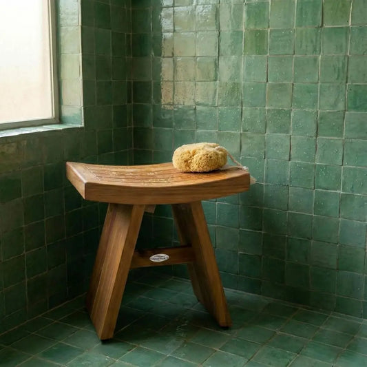 Compact Teak Shower Bench with Water-Resistant Design