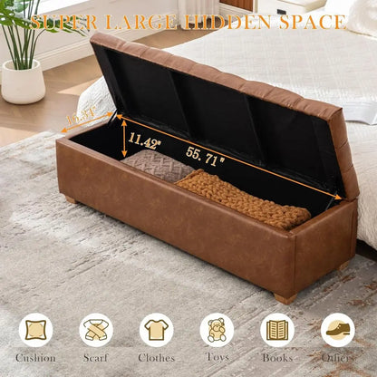 Storage Ottoman Bench for Bedroom & Entryway