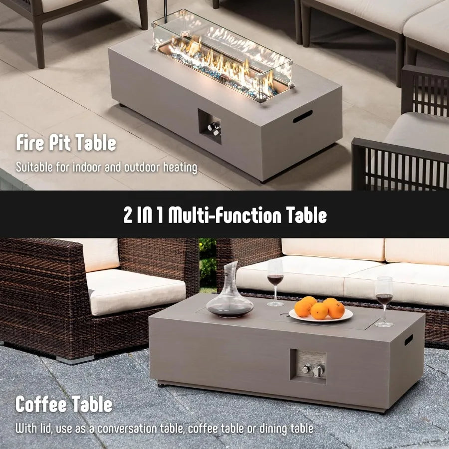 Outdoor Fire Pit Table with Convertible Coffee Design