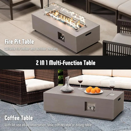 Outdoor Fire Pit Table with Convertible Coffee Design