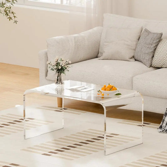 Modern Clear Acrylic Waterfall Coffee Table