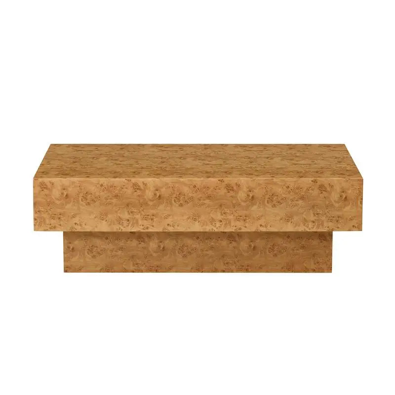Faux Burl Wood Coffee Table with Pedestal Base Design