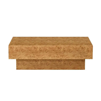 Faux Burl Wood Coffee Table with Pedestal Base Design