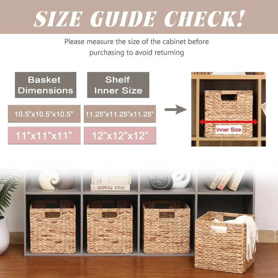 Woven Storage Cube Baskets With Collapsible Design - Set of 3