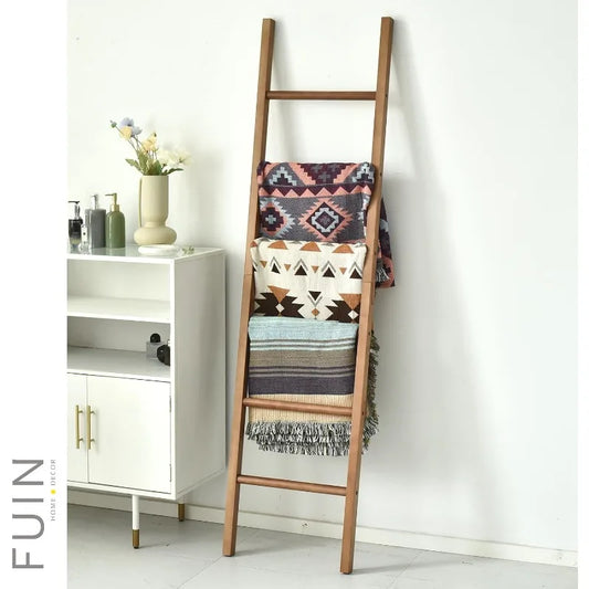 6ft Rustic Wooden Farmhouse Blanket Ladder