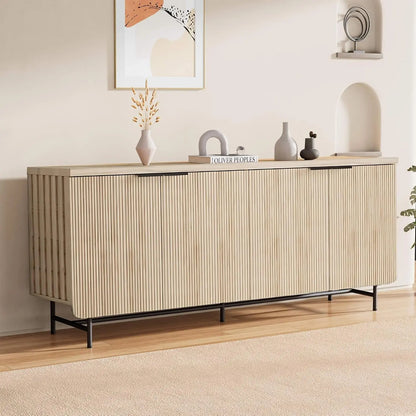 Modern Fluted Media Console with Storage
