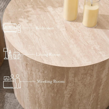 Round Wood Nesting Coffee Table Set