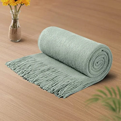 Cotton Knit Tassel Throw Blanket