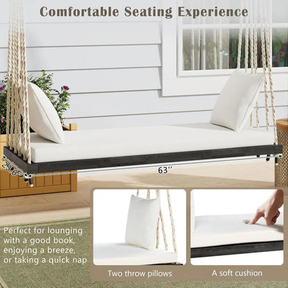 Acacia Wood Porch Swing Bed