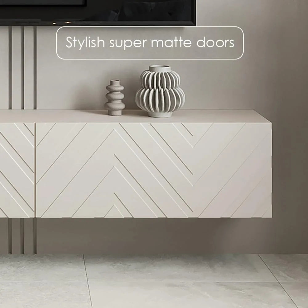 Floating Scandinavian TV Stand with Push-Open Storage