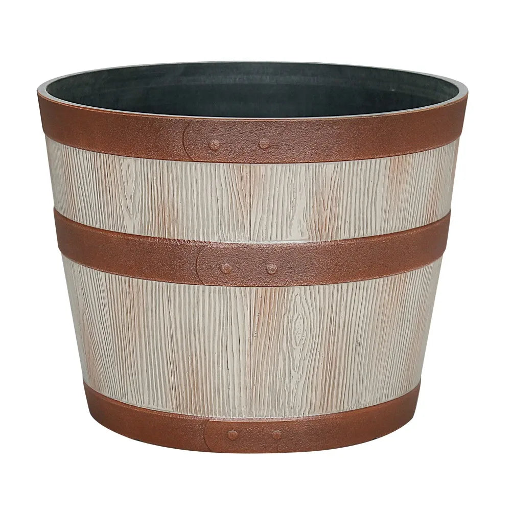 Whiskey Barrel Resin Planter