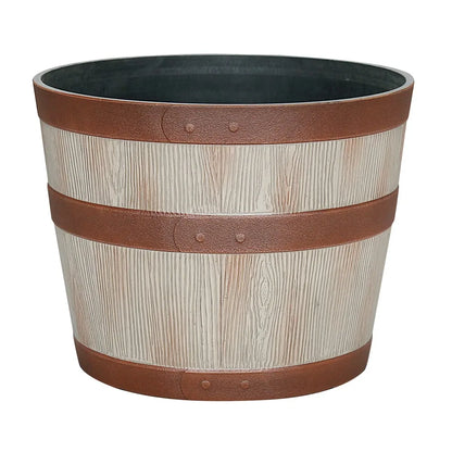 Whiskey Barrel Resin Planter