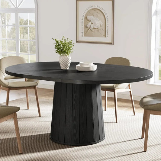 All-Black Oval Pedestal Dining Table