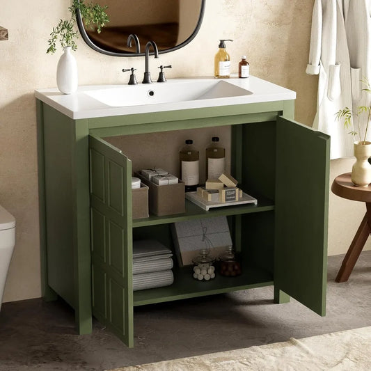 36-Inch Olive Green Freestanding Bathroom Vanity