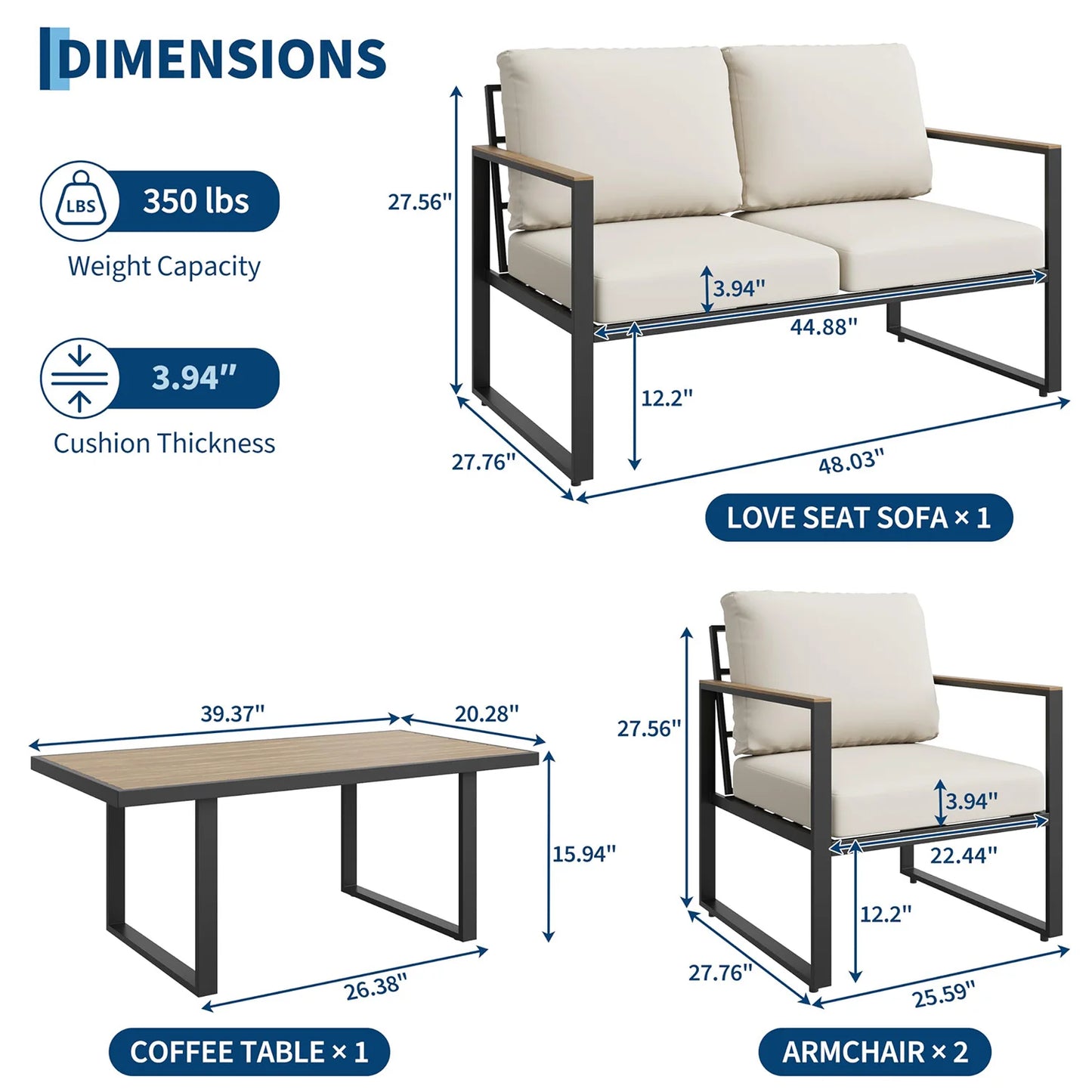 4-Piece Outdoor Lounge Set